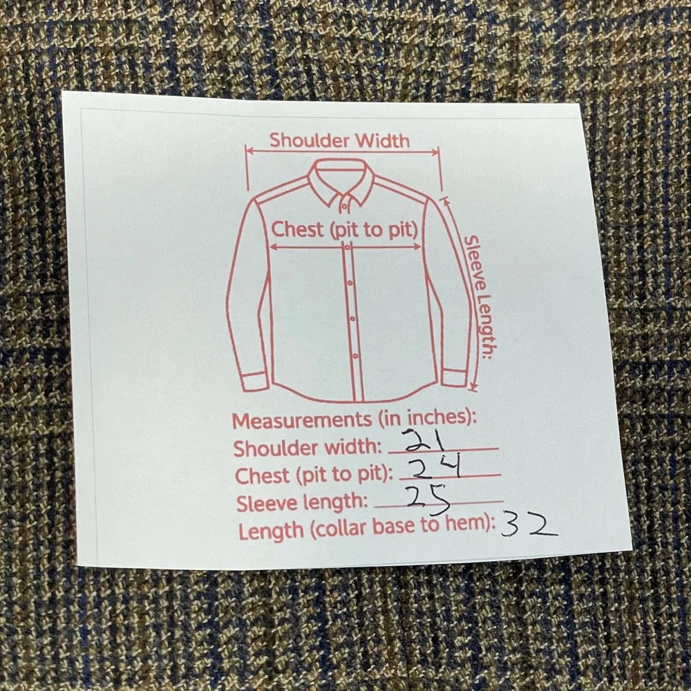 Chaps Ralph Lauren Mens 46R Wool Blazer Glen Plaid Sport Coat Brown Vintage 90s